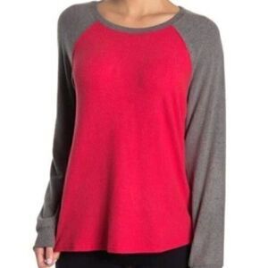 Free Press Nordstrom Raglan Hacci Sweatshirt Red Gray Small